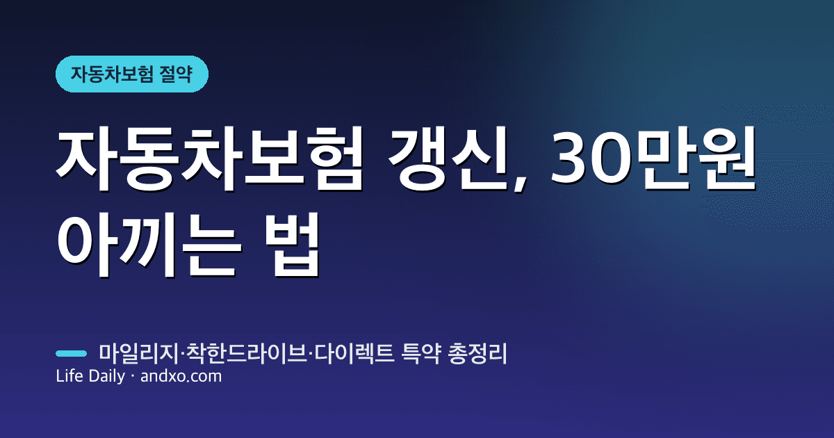 자동차보험 갱신 꿀팁 — 마일리지·착한드라이브·다이렉트로 보험료 30만 원 아끼는 법