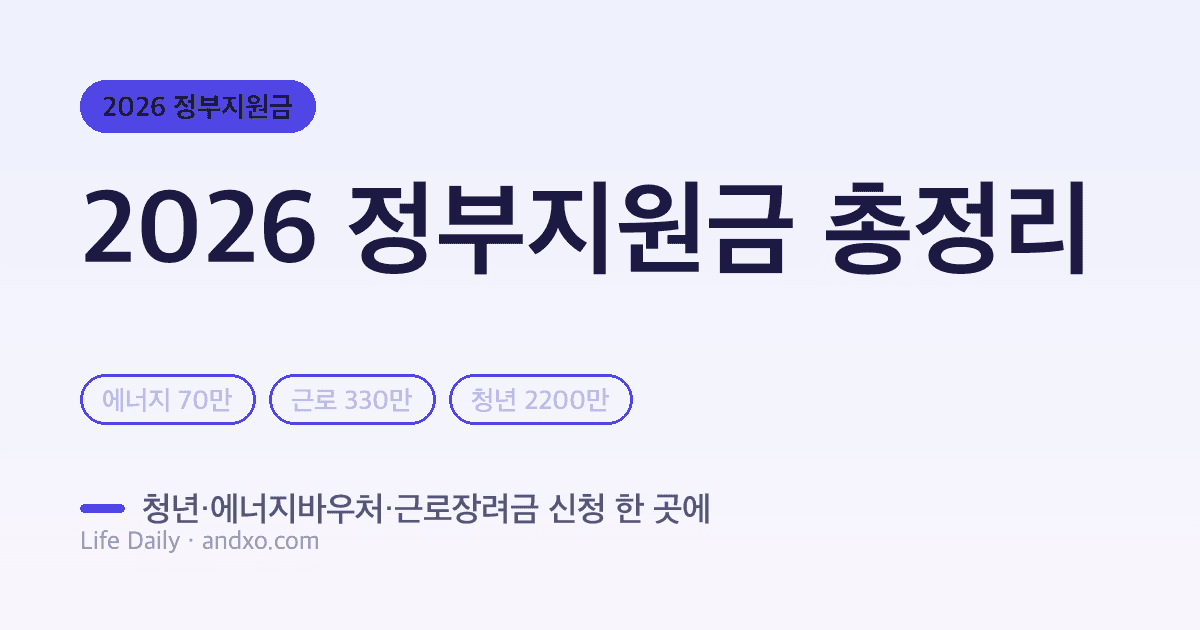 2026 정부지원금·복지 총정리 — 청년·에너지바우처·근로장려금 신청 한 곳에