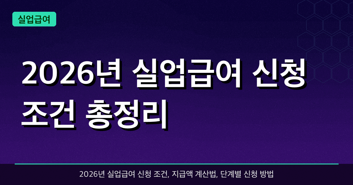 2026년 실업급여 신청 조건 총정리 — 얼마나 받을 수 있나