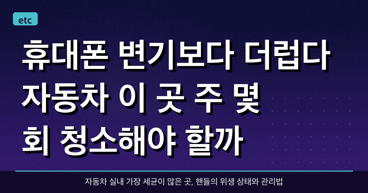 "휴대폰, 변기보다 더럽다"... 자동차 이 곳, 주 몇 회 청소해야 할까?