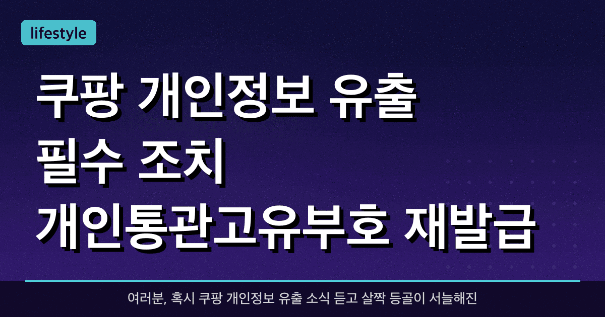 쿠팡 개인정보 유출 필수 조치! 개인통관고유부호 재발급 1분 컷 가이드