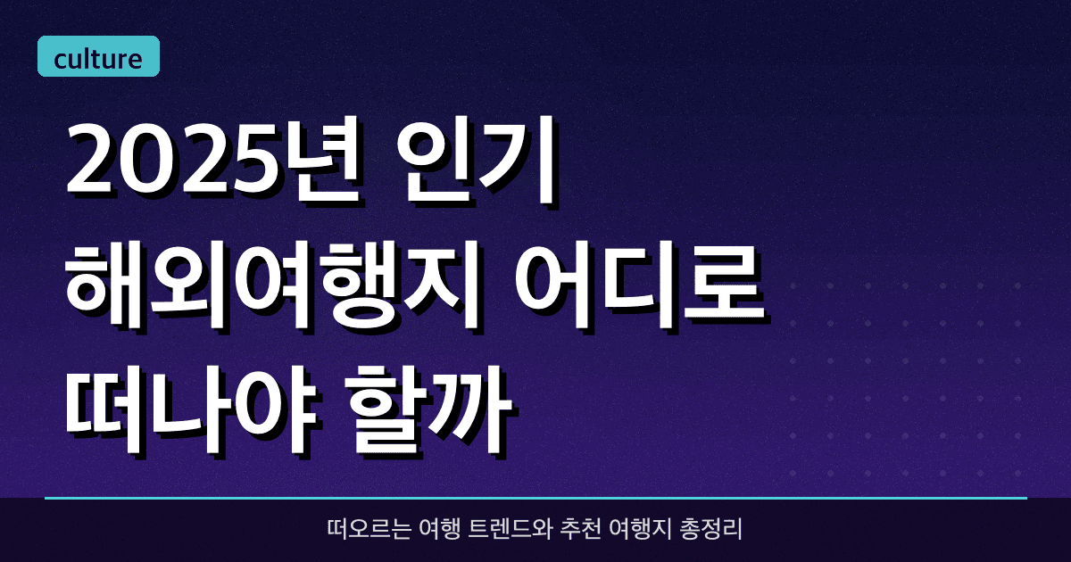 2025년 인기 해외여행지, 어디로 떠나야 할까?