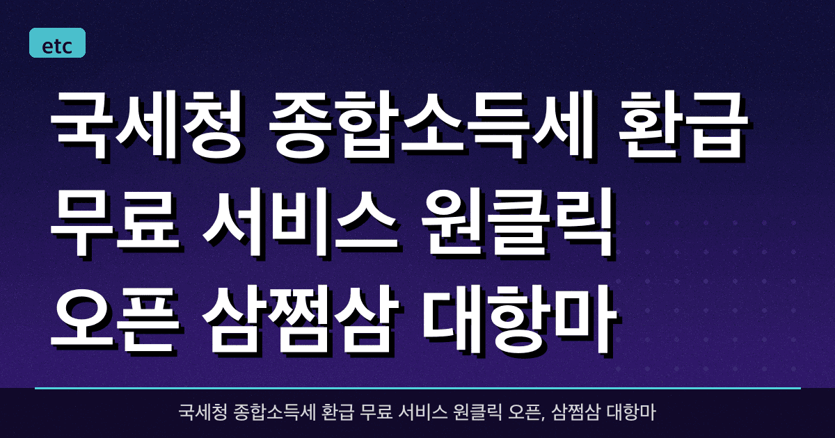 국세청 종합소득세 환급 무료 서비스 원클릭 오픈, 삼쩜삼 대항마