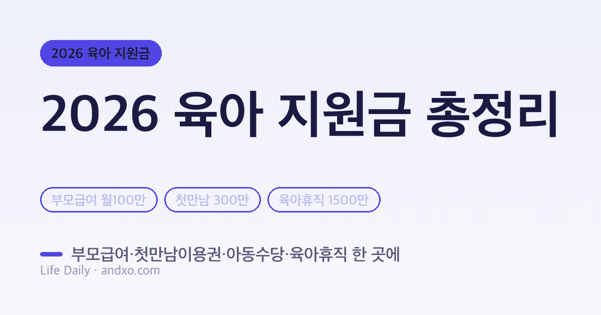 2026 육아 지원금 총정리 — 부모급여·첫만남이용권·아동수당·육아휴직 한 곳에