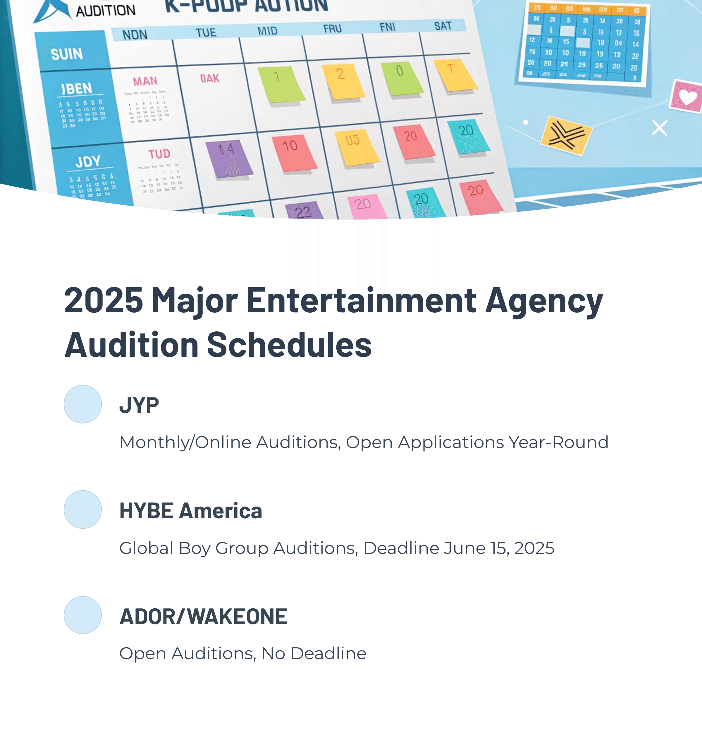 2025 K-Pop Audition Calendar & Success-Driven Prep Guide (December 2025)