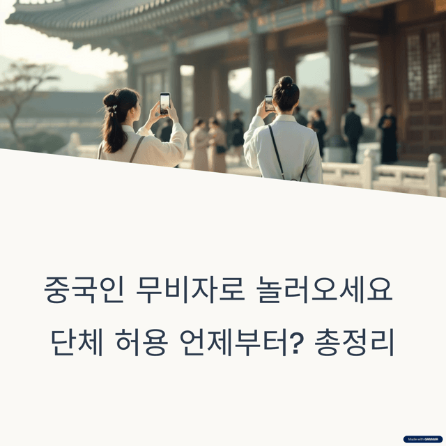 중국인 관광객 무비자로 놀러오세요. 단체 관광 언제부터? 총정리