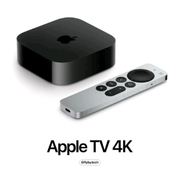 Apple TV 4K라고 표기된 본체와 리모컨 이미지, 비공식 SNS 자료