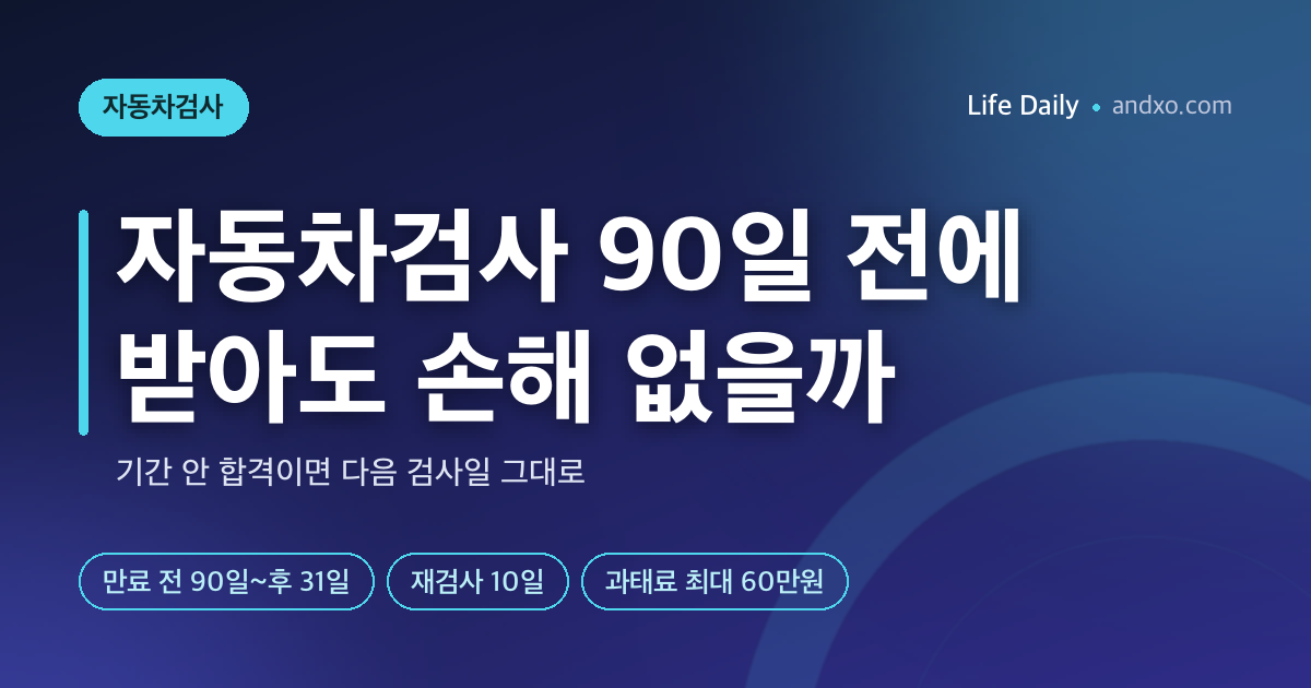 자동차검사 90일 전에 받아도 손해 없을까…기간 안 합격이면 다음 검사일 그대로, 그보다 일찍 받으면 당겨질 수 있다