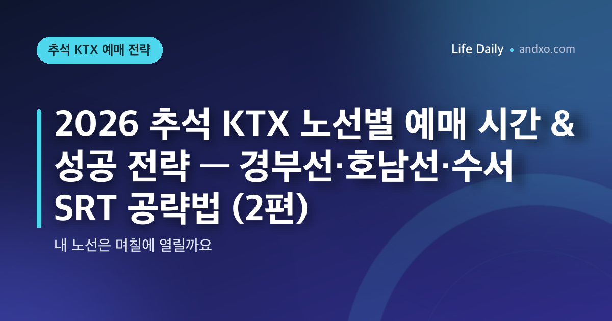 2026 추석 KTX 노선별 예매 시간 & 성공 전략 — 경부선·호남선·수서 SRT 공략법 (2편)