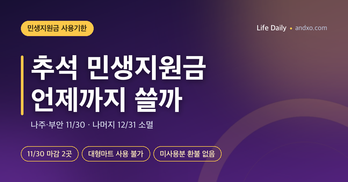 2026 추석 민생지원금 사용기한 총정리 — 나주·부안 11월 30일 마감, 안 쓰면 소멸