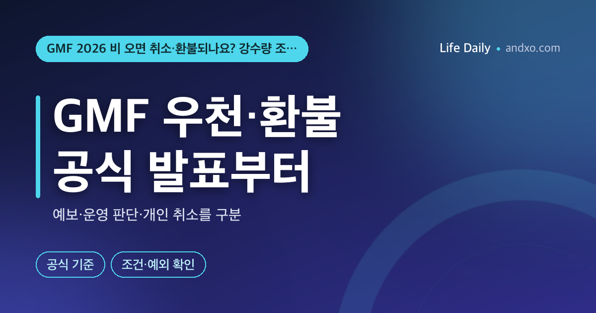 GMF 2026 비 오면 취소·환불되나요? 강수량 조항과 당일 공식 발표 확인