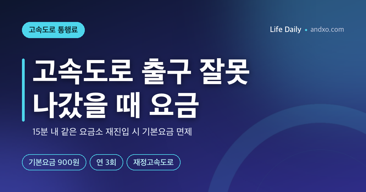 고속도로 출구 잘못 나갔을 때 요금 — 15분 안에 같은 요금소로 재진입하면 기본요금 900원 면제(10월 1일 시행)