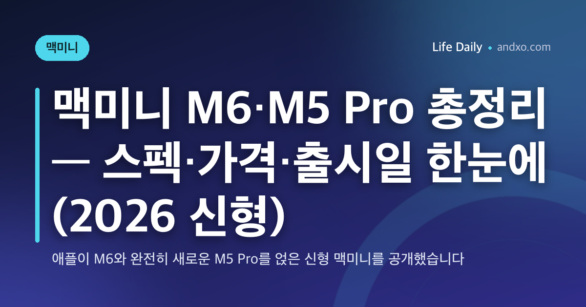 맥미니 M6·M5 Pro 총정리 — 스펙·가격·출시일 한눈에 (2026 신형)