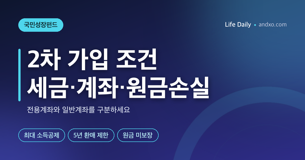 국민성장펀드 2차 가입 조건: 전용계좌·소득공제·원금손실 확인