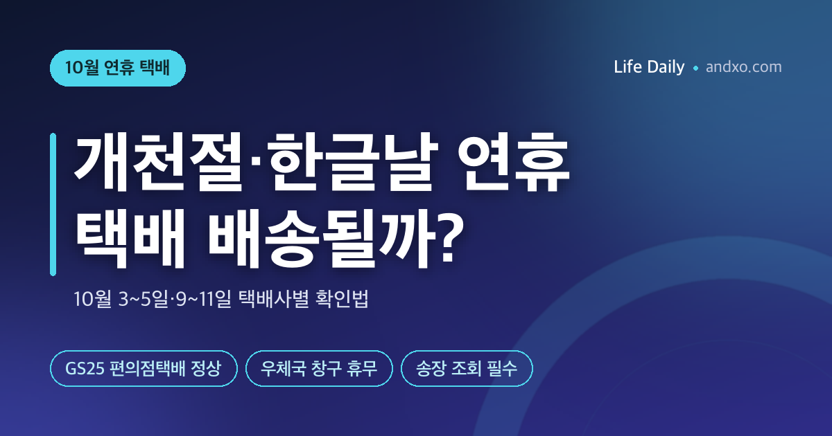 개천절·대체공휴일·한글날 택배 배송될까? 10월 3~5일·9~11일 택배사별 확인법