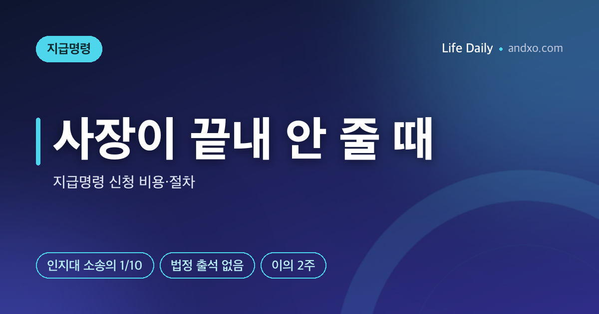 사장이 끝내 안 줄 때 — 지급명령 신청 비용·절차 총정리 [2026]