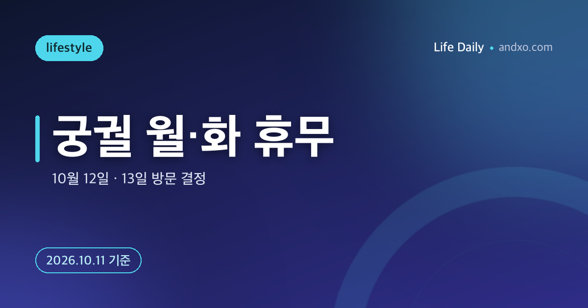 10월 12일·13일 궁궐 휴무: 월요일은 경복궁, 화요일은 어디로 갈까?