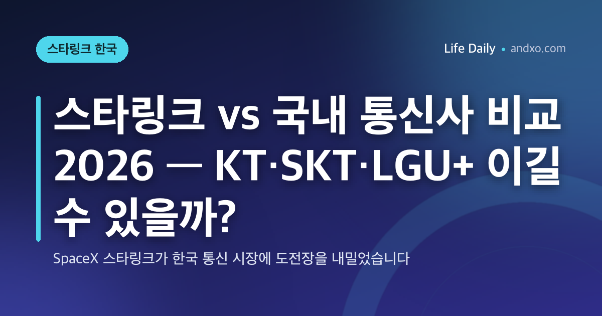 스타링크 vs 국내 통신사 비교 2026 — KT·SKT·LGU+ 이길 수 있을까?