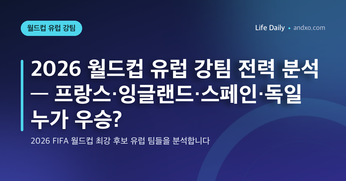 2026 월드컵 유럽 강팀 전력 분석 — 프랑스·잉글랜드·스페인·독일 누가 우승?
